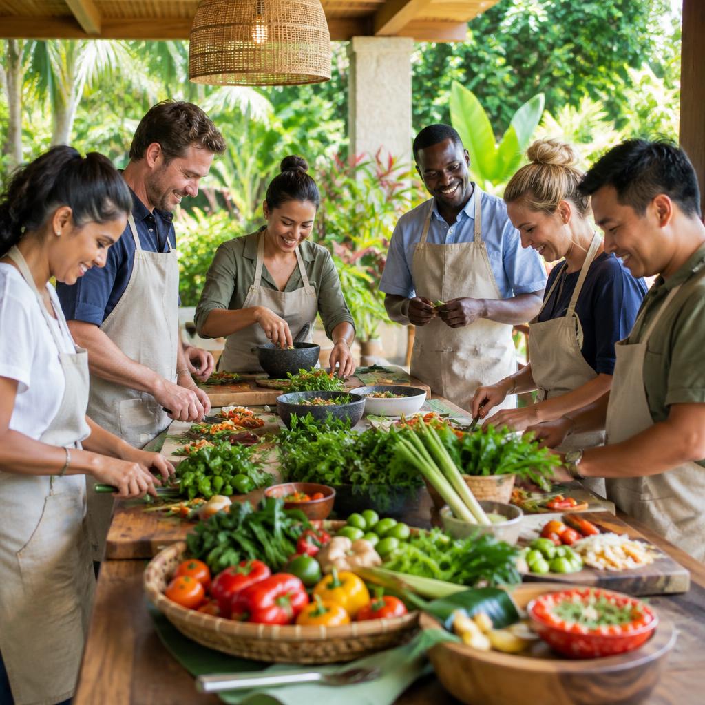 Colleagues sharing a hands-on cooking experience
